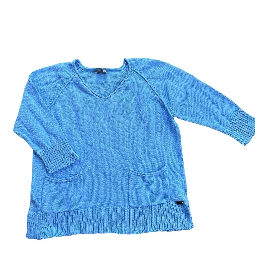 Shannon Passero Sky Blue V-Neck cotton Sweater Womens size‎ L